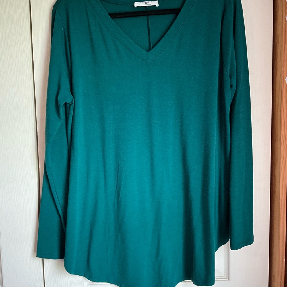 Never worn v-neck teal long sleeved top.